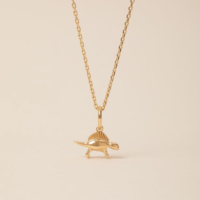 Cute Dinosaur Solid Gold Necklace 
