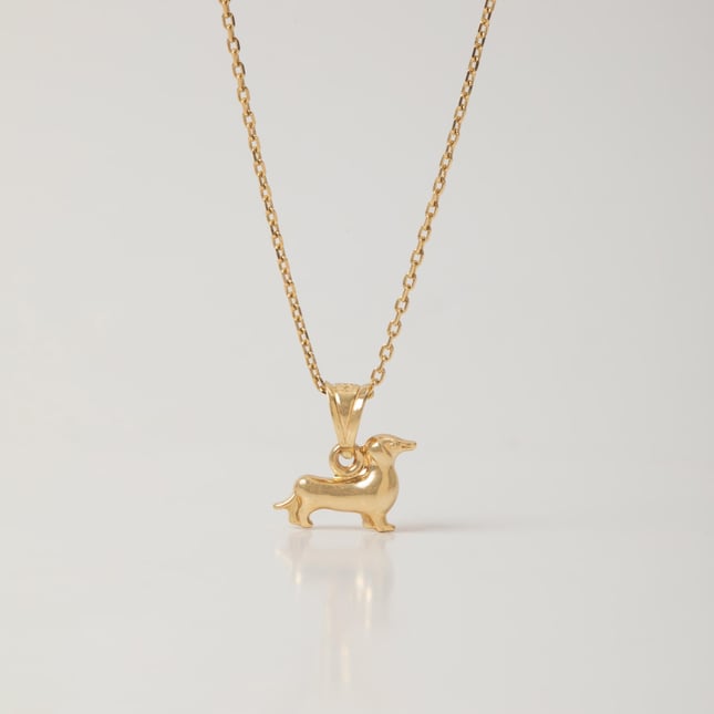 Cute Dog Solid Gold Necklace