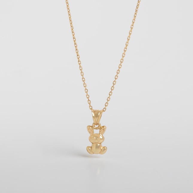 Cute Bunny Solid Gold Necklace