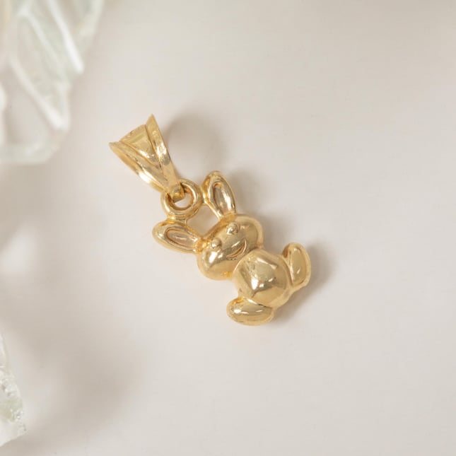 Cute Bunny Solid Gold Necklace