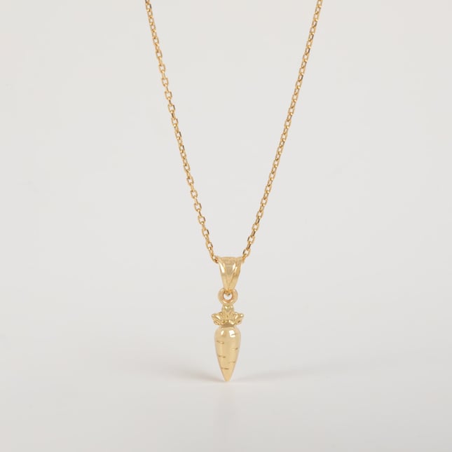 Cute Carrot Solid Gold Necklace 