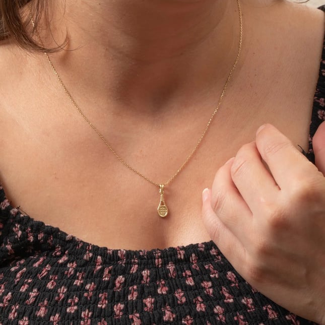 Tennis Racket Solid Gold Necklace