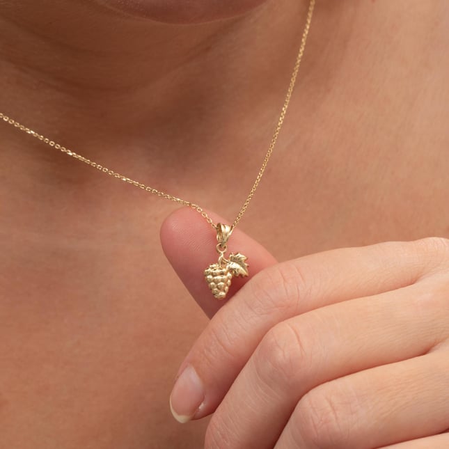 Grape Cluster Solid Gold Necklace 