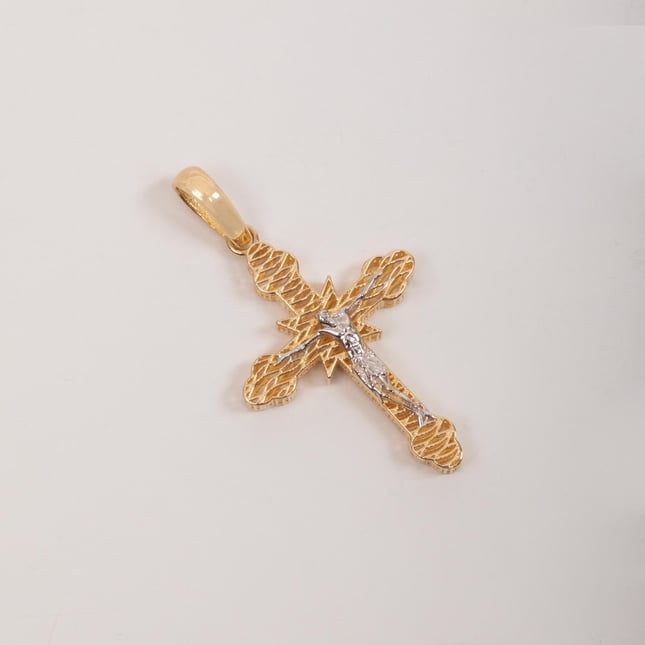 Elegant Crucifix Solid Gold Necklace