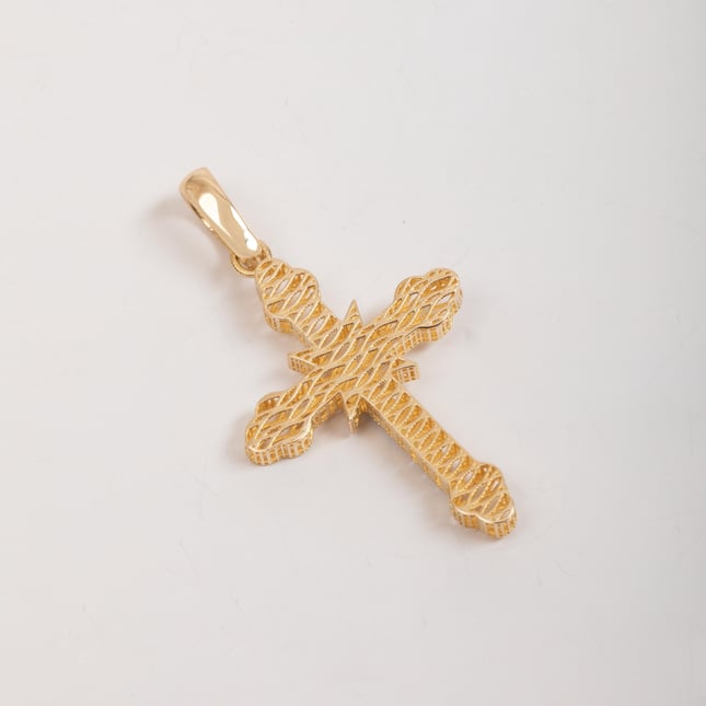 Elegant Crucifix Solid Gold Necklace