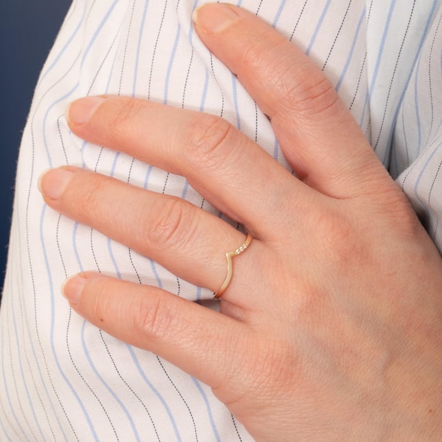 Delicate Chevron Solid Gold Ring