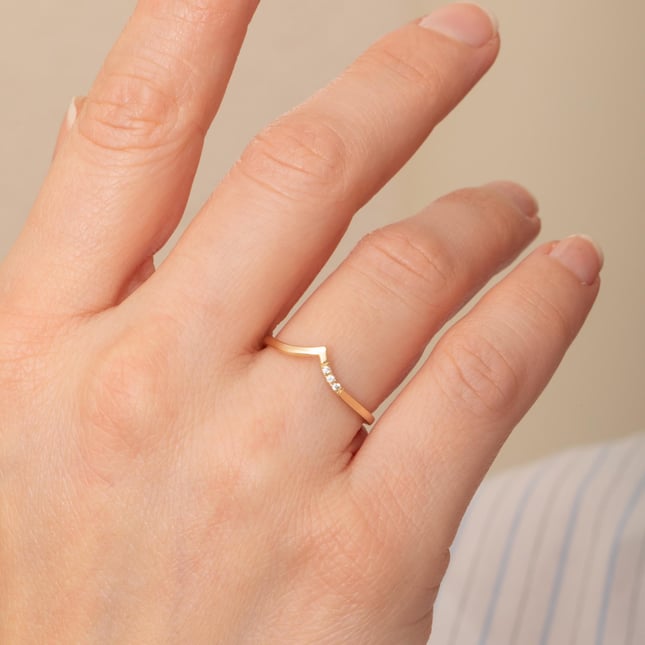 Delicate Chevron Solid Gold Ring