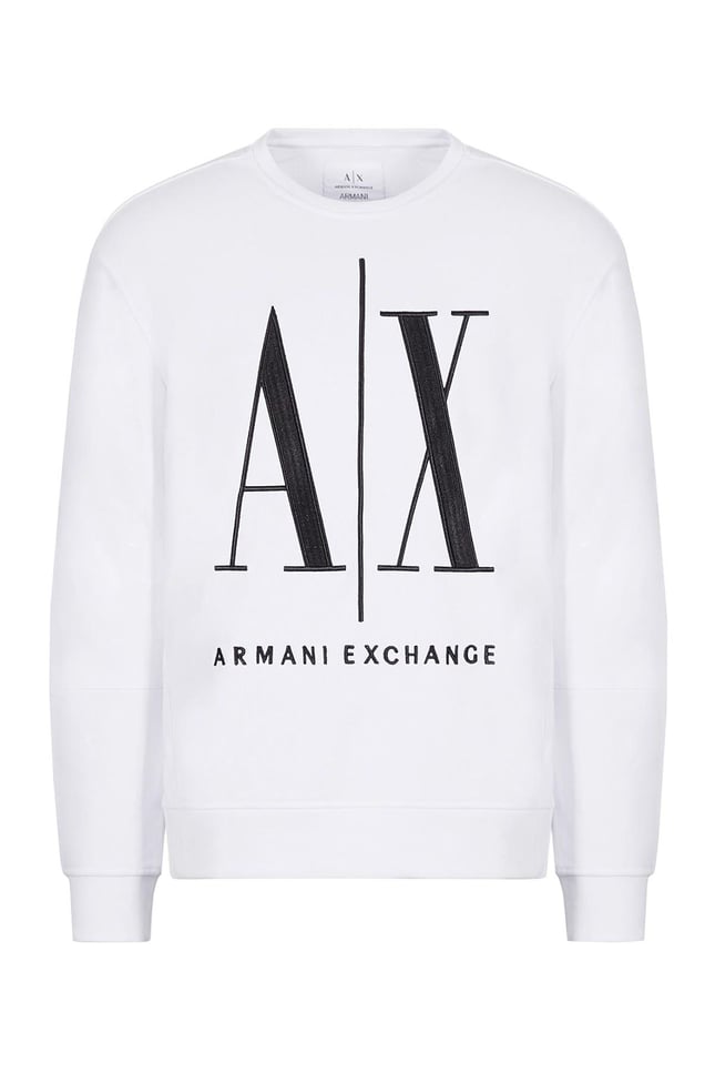 Armani Exchange Erkek Marka Logolu Uzun Kollu Bisiklet Yaka Günlük Beyaz Sweatshirt 8NZMPA ZJ1ZZ-1100