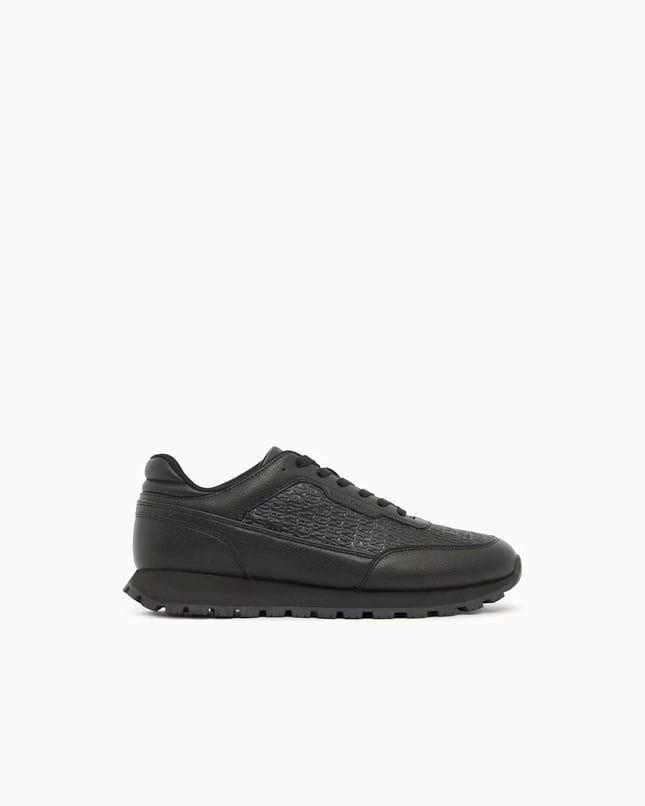 Armani Exchange Armani Exchange Erkek Düşük Bilekli Suni Deri Logo Desenli Düz Tabanlı Siyah Sneaker XM003644 AF29408-UC001