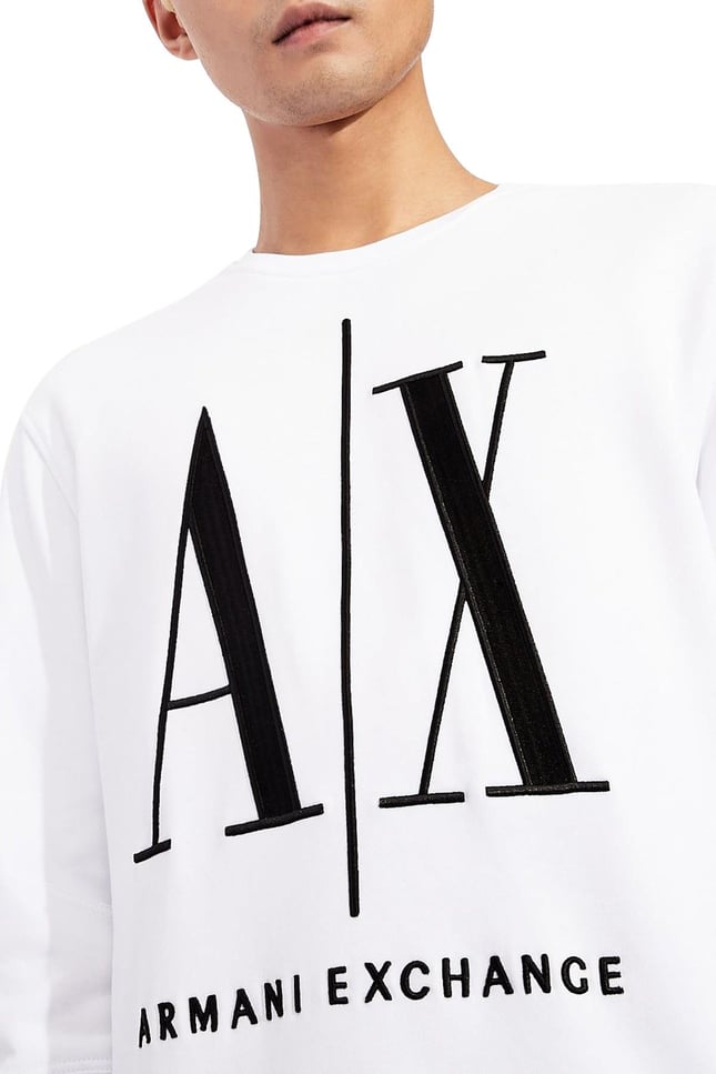 Armani Exchange Erkek Marka Logolu Uzun Kollu Bisiklet Yaka Günlük Beyaz Sweatshirt 8NZMPA ZJ1ZZ-1100