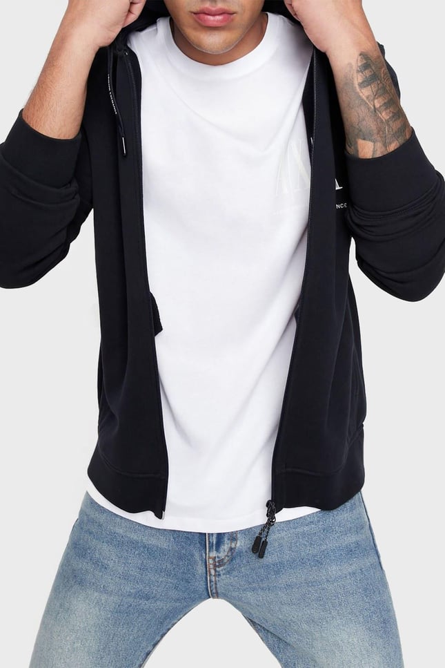 Armani Exchange Erkek Kapüşonlu Fermuar Kapamalı Cepli Uzun Kol Siyah Sweatshirt 8NZMPP ZJ1ZZ-1510