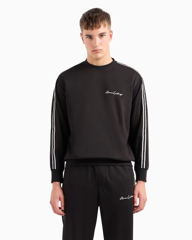 Armani Exchange Armani Exchange Erkek Yuvarlak Yaka Desenli Uzun Kollu Regular Fit Siyah Sweatshirt 8NZMSG Z9N1Z-1200