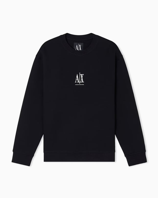 Armani Exchange Erkek Regular Fit Yuvarlak Yaka Uzun Kollu Pamuklu Siyah Sweatshirt XM000368 AF10818-UC001