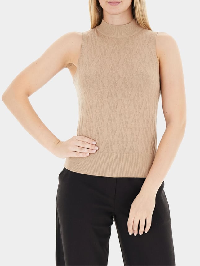 Armani Exchange Armani Exchange Kadın Dar Kalıp Balıkçı Yaka Kolsuz Kahverengi Kazak XW001318 AF16619-F1039