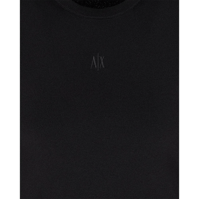 Armani Exchange Kadın Normal Kalıp AX Logo İşlemeli Yuvarlak Yakalı Siyah Atlet XW001448 AF10352-UC001