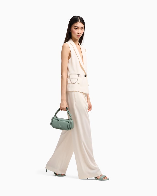 Armani Exchange Kadın Dokuma Kumaş Tek Düğmeli Çentikli Yaka Kolsuz Bej Yelek XW000435 AF12749-U1003