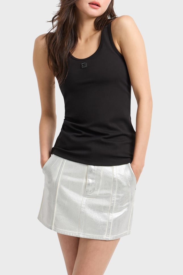 ARMANI EXCHANGE Armani Exchange Kadın Yuvarlak Yaka Kolsuz Dar Kesim Düz Siyah Bluz XW000090 AF10805-UC001
