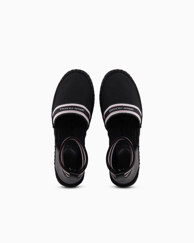 Armani Exchange Unısex Kontrsat Detaylı Bilek Bantlı Hasır Detaylı Taban Siyah Espadril XDS006 XV923-00002