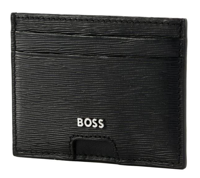 BOSS  BOSS Erkek %100 Deri Metalik Logo Kabartmalı Dikş Detaylı Siyah Kartlık 50548831-001