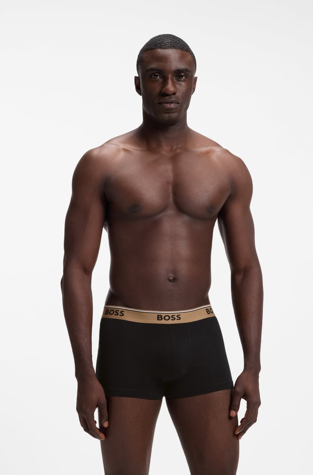 BOSS Erkek Elastik Logolu Bel Bantlı Desenli Üçlü Paket Siyah-Kahverengi Boxer 50554443-262
