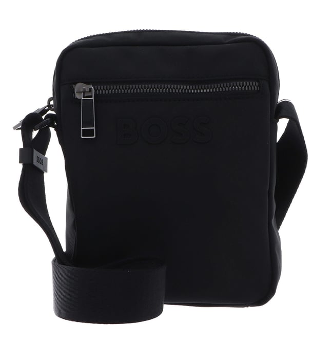 BOSS  BOSS Erkek Kabartma Logolu Fermuar Kapamalı Uzun Askılı Siyah Omuz Çantası 50567814-001