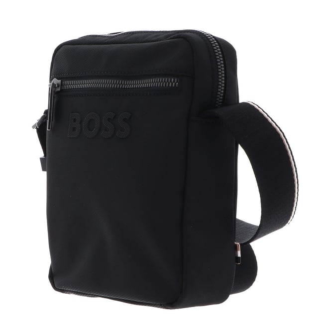 BOSS Erkek Kabartma Logolu Fermuar Kapamalı Uzun Askılı Siyah Omuz Çantası 50567814-001