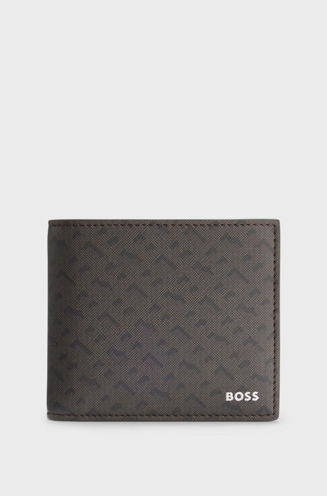 BOSS Erkek Logo Desenli Deri Kahverengi Kartlık 50552830-201