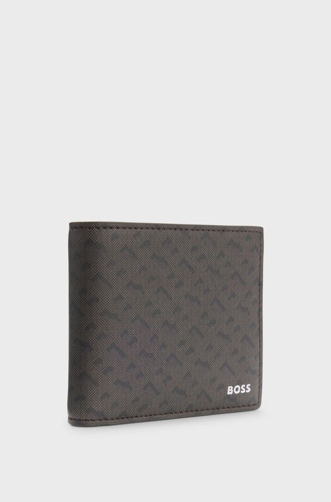 BOSS Erkek Logo Desenli Deri Kahverengi Kartlık 50552830-201