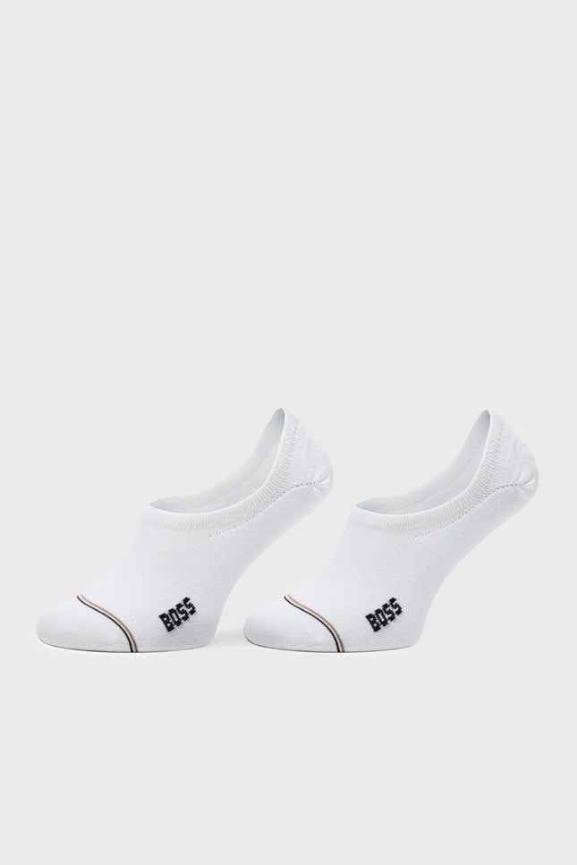 BOSS Erkek Logo Desenli Düşük Bilekli 2li Paket Beyaz Çorap 50522704-100