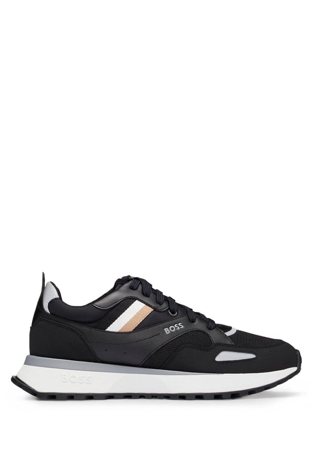 BOSS Erkek Marka Logolu Bağcıklı Kaydırmaz Tabanlı Günlük Siyah Sneaker 50498280-001