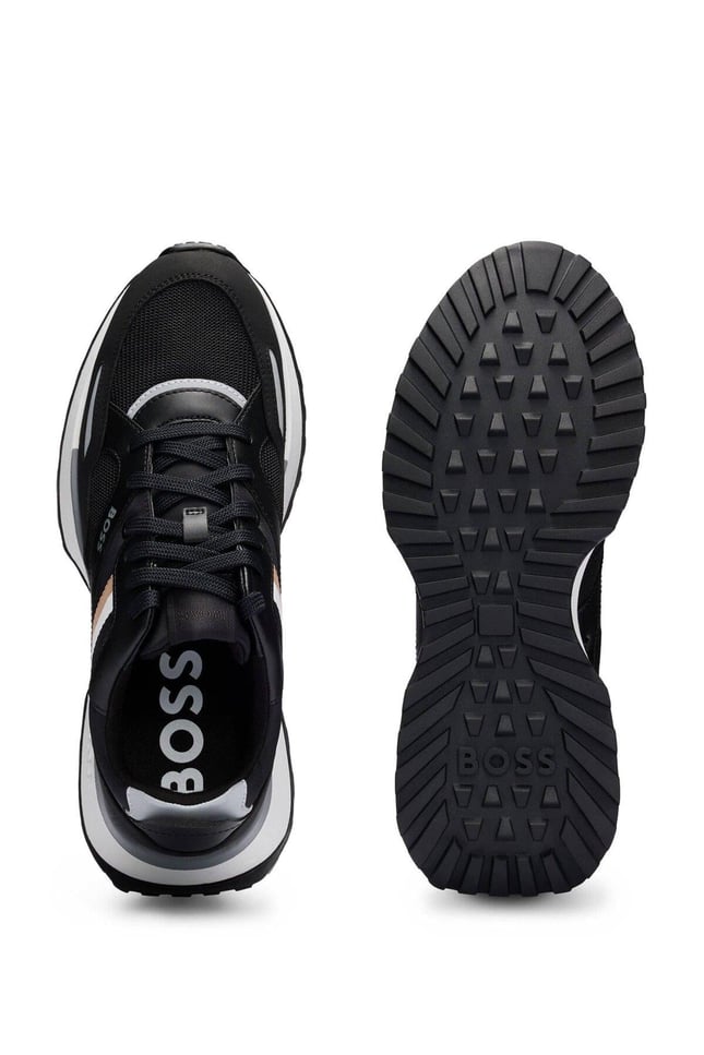 BOSS Erkek Marka Logolu Bağcıklı Kaydırmaz Tabanlı Günlük Siyah Sneaker 50498280-001