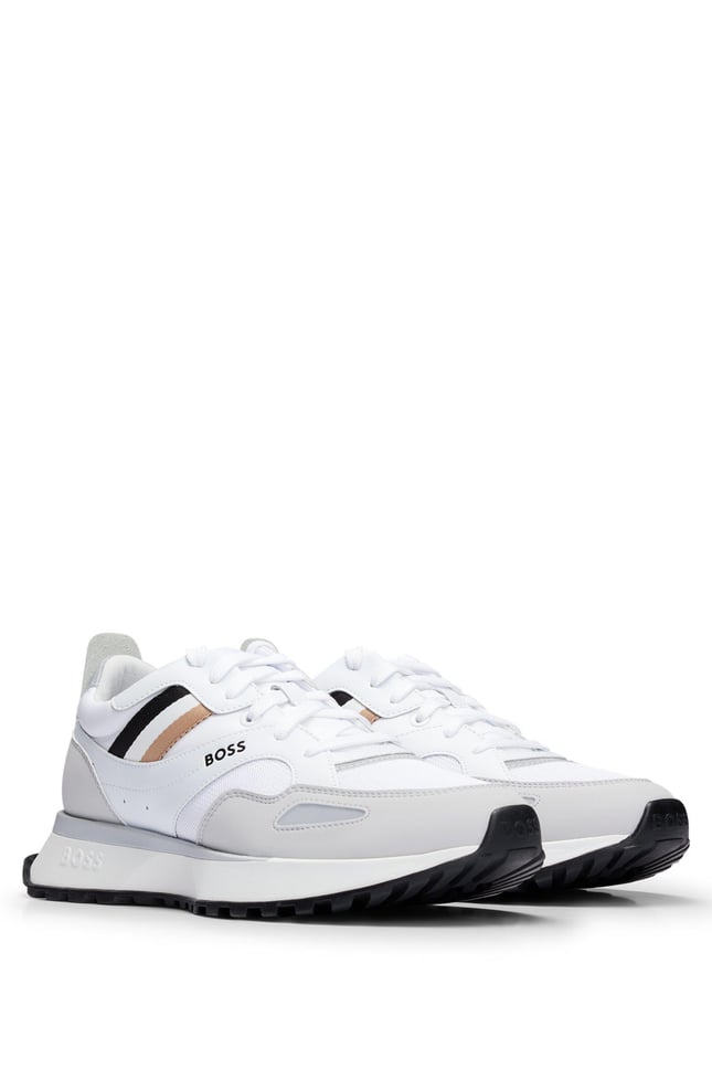 BOSS Erkek Marka Logolu Bağcıklı Kaydırmaz Tabanlı Günlük Beyaz Sneaker 50498280-100