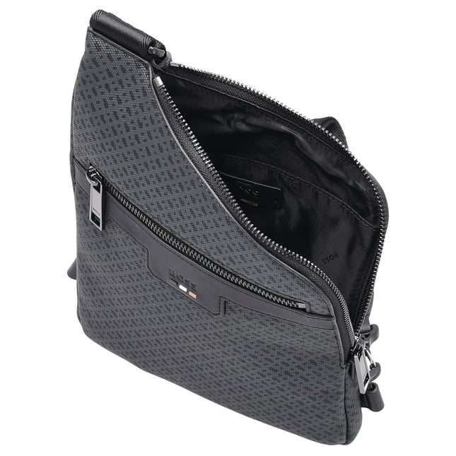 BOSS Erkek Monogram Logo Detaylı Fermuarlı Ayarlanabilir Askılı Gri Bel Çantası 50568381-001