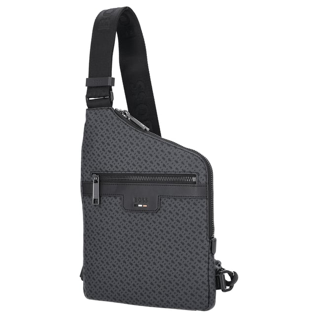 BOSS Erkek Monogram Logo Detaylı Fermuarlı Ayarlanabilir Askılı Gri Bel Çantası 50568381-001