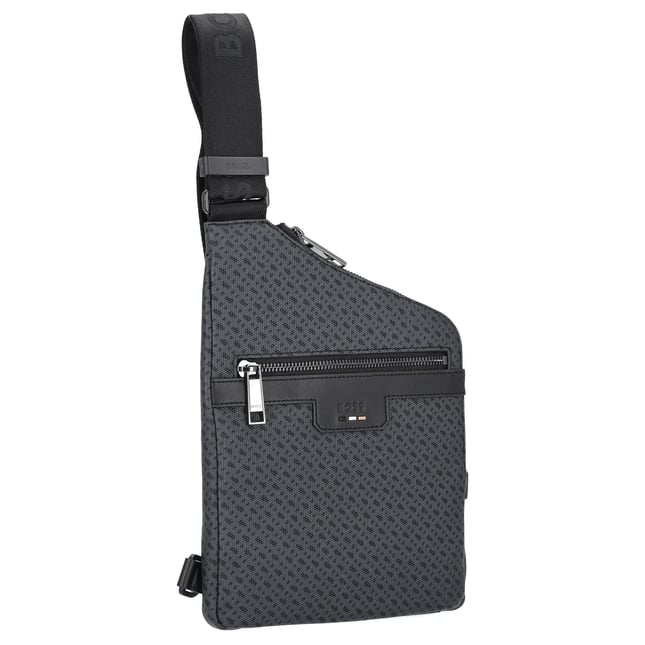 BOSS Erkek Monogram Logo Detaylı Fermuarlı Ayarlanabilir Askılı Gri Bel Çantası 50568381-001