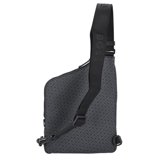 BOSS Erkek Monogram Logo Detaylı Fermuarlı Ayarlanabilir Askılı Gri Bel Çantası 50568381-001