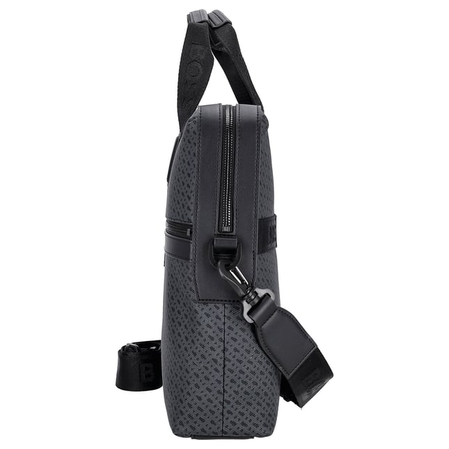 BOSS Erkek Monogram Logolu Fermuarlı İç Cepli Çıkarılabilir Uzun Askılı Gri Laptop & Evrak Çantası 50568369-001