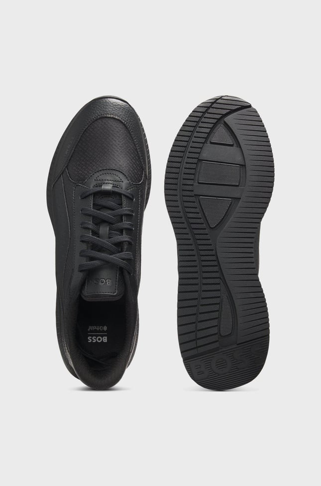 BOSS Erkek Monogram Logolu Nefes Alabilen Tasarımlı Siyah Sneaker 50557828-005