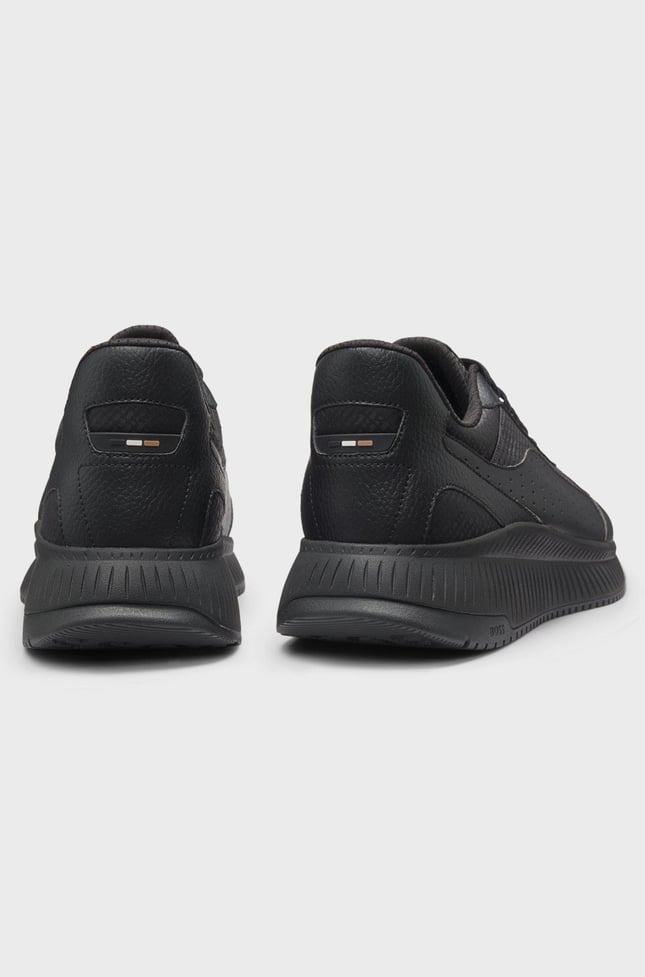 BOSS Erkek Monogram Logolu Nefes Alabilen Tasarımlı Siyah Sneaker 50557828-005