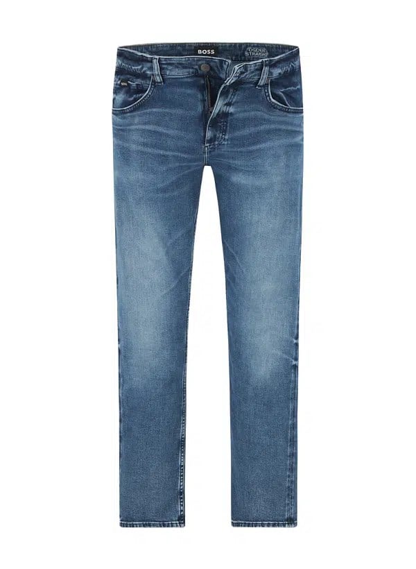 BOSS  BOSS Erkek Normal Kalıp Düz Paça Esnek Denim Mavi Jeans 50564370-444