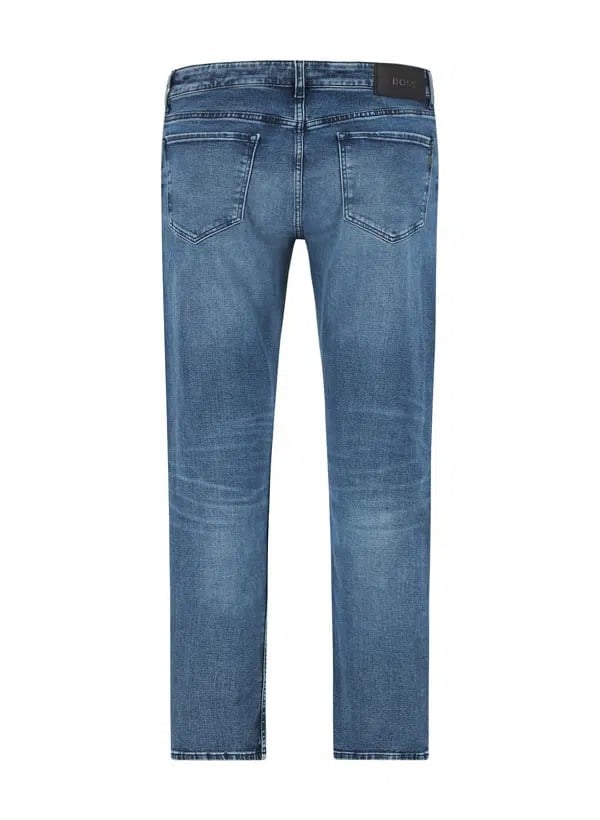 BOSS Erkek Normal Kalıp Düz Paça Esnek Denim Mavi Jeans 50564370-444