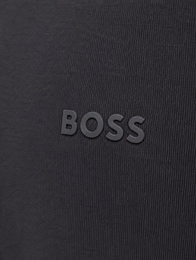 BOSS Erkek Normal Kalıp Logo Detaylı Dik Yakalı Kısa Kollu Siyah T-Shirt 50563967-001