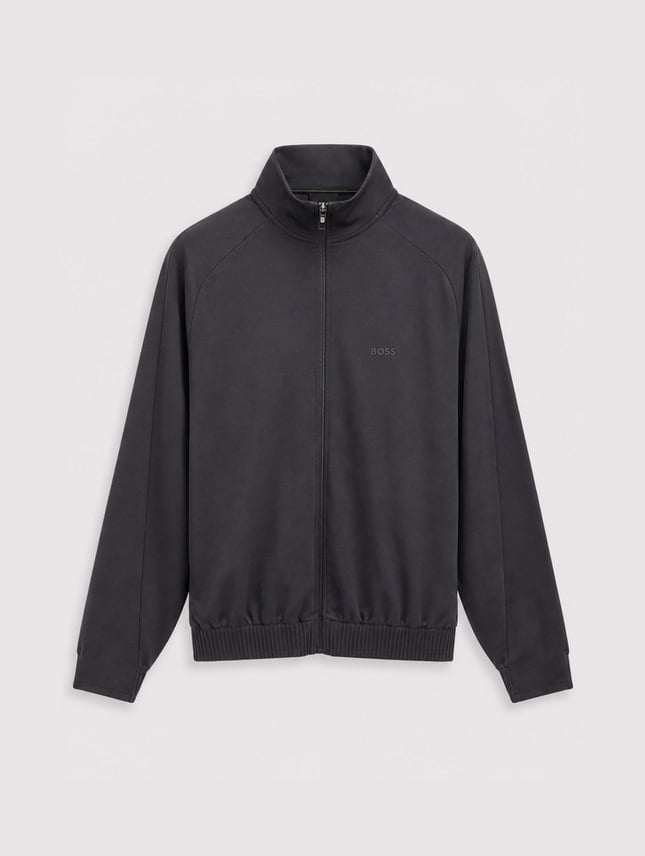 BOSS Erkek Normal Kalıp Logo Detaylı Dik Yakalı Kısa Kollu Siyah T-Shirt 50563967-001