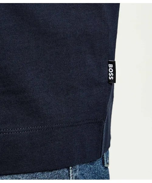 BOSS Erkek Normal Kalıp Yuvarlak Yakalı Logo İşlemeli Yuvarlak Yakalı Pamuklu Kısa Kollu Lacivert T-Shirt 50570889-404