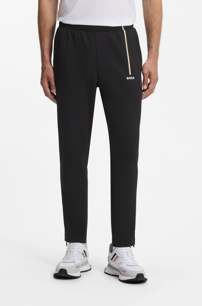 BOSS Erkek Normal Kesim Isı Düzenleyici Esnek Gabardin Kumaşlı Siyah Eşofman Altı 50563330-001