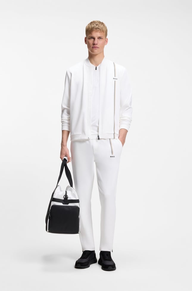 BOSS Erkek Normal Kesim Isı Düzenleyici Esnek Gabardin Kumaşlı Beyaz Eşofman Altı 50563330-100