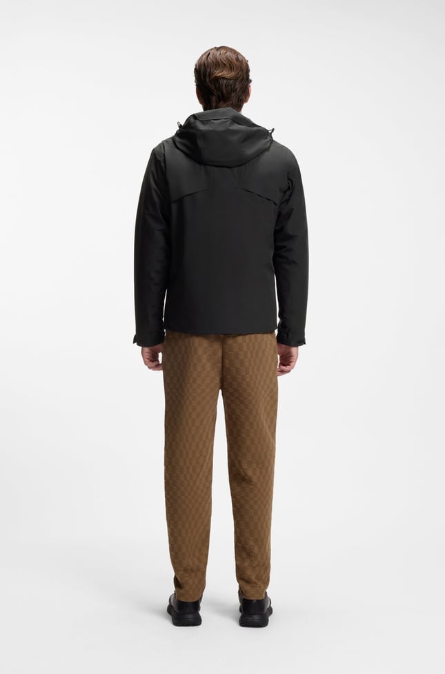 BOSS Erkek Regular Fit Çıkarılabilir İç Bomber Ceket Detaylı Logo Etiketli Siyah Mont 50565203-001