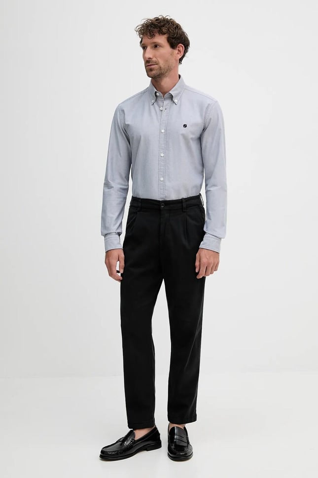 BOSS Erkek Slim Fit %100 Pamuklu Logo İşlemeli Uzun Kollu Lacivert Gömlek 50544951-404