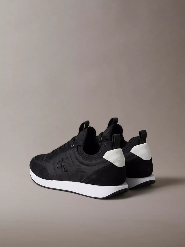 Calvin Klein Erkek Düz Rahat Taban Bağlamalı CK Yazı Desenli Deri Siyah2 Sneaker YM0YM01414-0GM