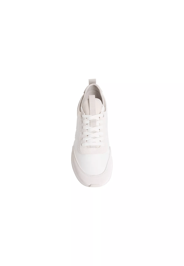 Calvin Klein Erkek Düz Rahat Taban Bağlamalı CK Yazı Desenli Deri Beyaz Sneaker YM0YM01414-0LD